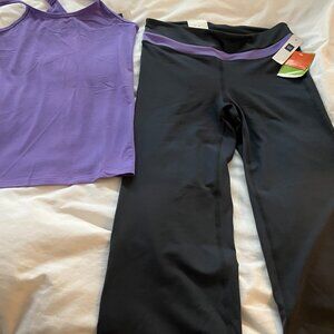 Gap- Perfromance Compression Activewear - M Purple & Grey tank & Capri set